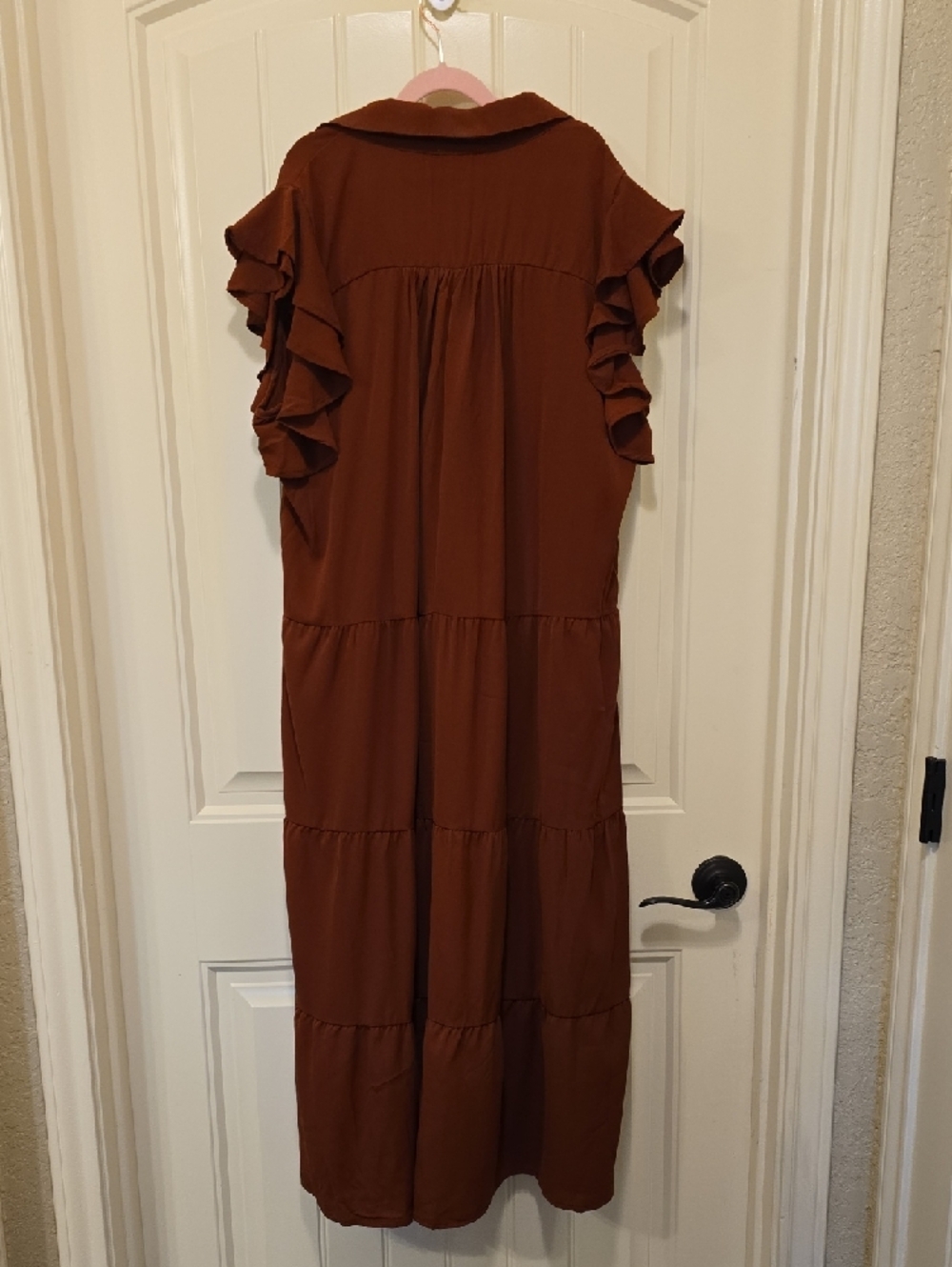 Umgee Rust Tiered Maxi Dress with Ruffle Sleeves - Picture 2 of 3